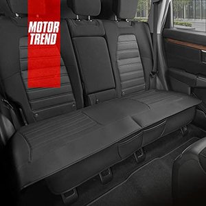 lot 64732 image: Motor Trend Black Faux Leather Rear Bench Car Seat Cushion, Padded Bench Car Seat Protector with Storage Pockets, Premium Back Seat Cover, Interior Cover
