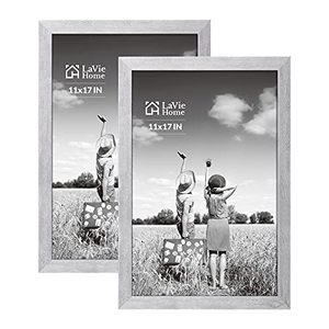lot 64743 image: LaVie Home 11x17 Picture Frames 1 Pack Gray Poster Frame Wooden Textured Finish Photo Frame Design