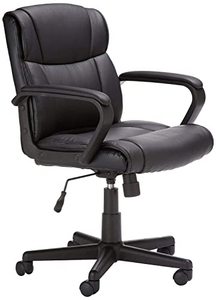 lot 67389 image: Amazon Basics Padded Office Desk Chair with Armrests, Adjustable HeightTilt, 360-Degree Swivel, 275Lb Capacity, Black