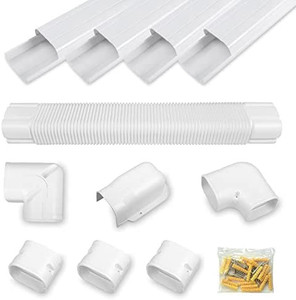 lot 67401 image: 5 17Ft PVC Decorative Line Set Cover Kit for Ductless Mini Split Air Conditioners 17FT Line Set Cover for Heat Pump System and Central AC  (Total Length)
