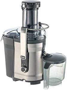 lot 67402 image: Oster Easy-to-Clean Professional Juicer, Stainless Steel Juice Extractor, Auto-Clean Technology, XL Capacity, Gray. catch cup NOT INCLUDED