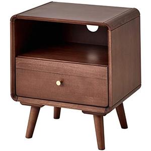 lot 67422 image: ESPSENT Nightstand with Drawer, Storage Compartment & Cable Hole, Natural Wood Sofa Side End Table Bedside Night Stand with 4 Legs