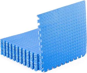 lot 67423 image: ProsourceFit Puzzle Exercise Mat, EVA Foam Interlocking Tiles Protective Flooring for Gym Equipment and Cushion for Workouts , Blue, 12 Thick, 6 Titles (Pack of 2) covering 48 Square Feet