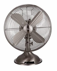 lot 67441 image: HUNTER Metal Retro Table Fan-Powerful 3 Speeds and Smooth Oscillation, 12, Brushed Nickel