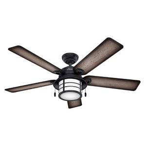 lot 67448 image: Hunter 54 Key Biscayne Weathered Zinc Ceiling Fan with Light Kit and Pull Chain