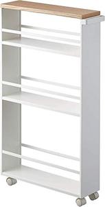 lot 67457 image: YAMAZAKI home Tower Rolling Slim Storage Cart With Handle, White