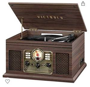 lot 9483 image: Victrola Nostalgic 6-in-1 Bluetooth Record Player & Multimedia Center with Built-in Speakers - 3-Speed Turntable, CD & Cassette Player, AMFM Radio  Wireless Music Streaming  Espresso