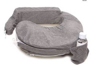 lot 9496 image: My Brest Friend Deluxe Nursing Pillow for Breastfeeding & Bottle Feeding, Enhanced Posture Support, Double Straps & Removable Extra Soft Slipcover, Evening Grey