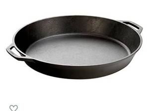 lot 9503 image: Lodge Seasoned Cast Iron Skillet with 2 Loop Handles - 17 Inch Ergonomic Frying Pan