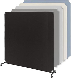 lot 9515 image: Lainly Rolling Room Divider Wall - Partition Room Dividers Made in North America. Temporary Wall, Office Divider, Privacy Screen, Wall Divider & Room Divider Screen