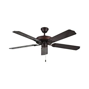 lot 9524 image: Noble Home Outdoor Low Profile Ceiling Fan Without Light  52 Inch Wet Rated Fixture for Outside Porch or Patio  Pull Chain Control with Dual Mount for Flush or Downrod Hanging, Bronze