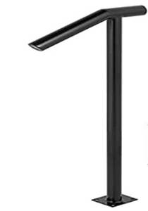 lot 9591 image: Single Post 1-2, Black Steel Railing 441LBS Capacity Baking Varnish Iron Stairs Stylish Handrails for Outdoor Steps