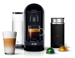 lot 9594 image: Nespresso BNV450IBL VertuoPlus Espresso Machine with Aeroccino by Breville, Ink Black - retails $240
