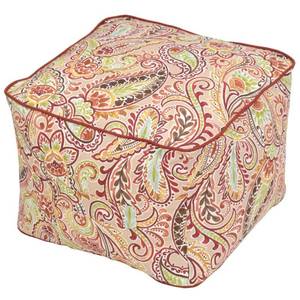 lot 26 image: Hampton Bay Chili Paisley Square Outdoor Pouf with Handle 18L x 18W x 13H