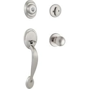 lot 39 image: Kwikset Dakota Single Cylinder Handleset wPolo Door Knob in Satin Nickel