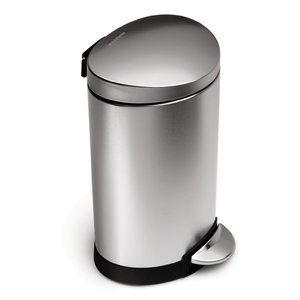 lot 97 image: simplehuman Trash Can, Mini Semi Round Step Can, 6 Liter Bedding