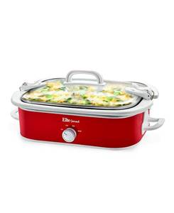 lot 332 image: Elite Gourmet 3.5Qt Casserole Slow Cooker with Locking Lid, Adjustable Temperature, Keep Warm Function
