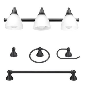 lot 444 image: Globe Electric Jayden 5-Piece Oil Rubbed Bronze All-In-One Bath Set, 51227