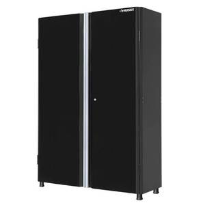 lot 289 image: Husky Ready-to-Assemble 24-Gauge Steel Freestanding Garage Cabinet in Black (48 in. W x 72 in. H x 18 in. D) - Retail $499.99