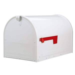 lot 299 image: Gibraltar Mailboxes Marshall Large, Locking, Steel, Post-Mount Mailbox, White, MLM16KW1