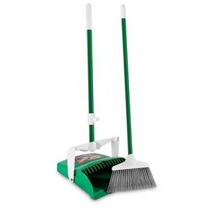 lot 306 image: Broom Dustpan Combo Cleaning Set Commercial 1 Sweep Cleanups Steel Handle Green