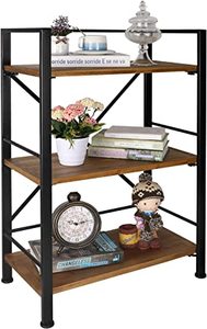 lot 90 image: Crofy Rustic Industrial Style Bookshelf, 3 Tier Bookcase