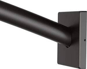 lot 449 image: Moen Triva 5ft Curved Fixed Mount Shower Curtain Rod Matte Black