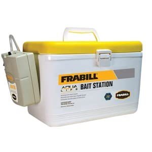 lot 314 image: Frabill Fishing Bait Station Aerated Live Bait Cooler, Advanced Tackle Storage, 8 Qt