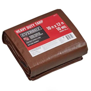 lot 24120 image: 10 ft. x 12 ft. BrownSilver Heavy-Duty Tarp - Retail $30.28