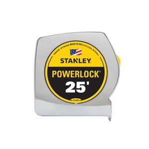lot 24137 image: Stanley - 33-425 Powerlock II Power Return Rule, 1 x 25ft, ChromeYellow - Retail $10.99