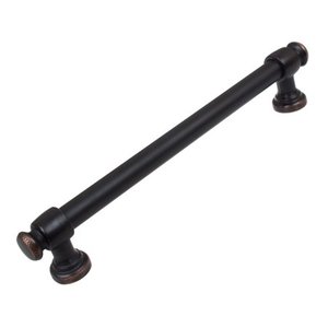 lot 24177 image: 6-14 in. Center-to-Center Oil Rubbed Bronze Modern Solid Steel Euro Cabinet Bar Pull (10-Pack) Retail $40.48