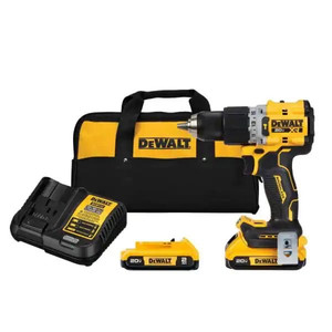 lot 1 image: DEWALT 20-Volt Lithium-Ion Cordless Brushless Compact 12 in. Hammer Drill Kit with (2) 2.0 Ah Batteries and Charger Retail $249.00