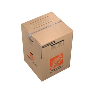 lot 24184 image: The Home Depot Wardrobe Moving Box - with Metal Hanging Bar and Handles (24 in. L x 24 in. W x 34 in. D) - Retail $15.98