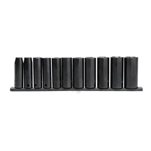 lot 24208 image: Husky - 11 Piece 12 inch Drive Deep Impact Socket Set MM - Retail $49.99