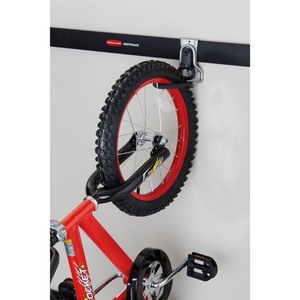lot 24152 image: Rubbermaid - FastTrack Black 1-Bike Vertical Garage Bike Wall Hook - Retail $12.99