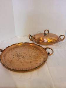 lot 1037 image: Gregorian copper serving pieces