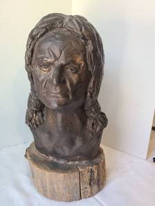 lot 1059 image: Sculpture by Babs Mellor on wood stand, 14 tall