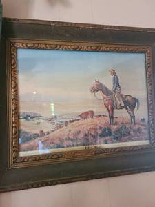 lot 1071 image: Ridin Drag framed art by Laurence Coffelt 16x20