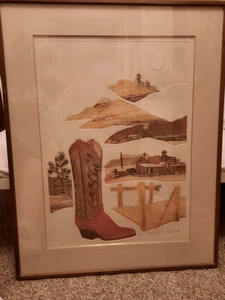 lot 1122 image: Framed lithograph pencil signed by Martin Tobias 27200. Titled Western Gear II, 33.5 x 26.5.
