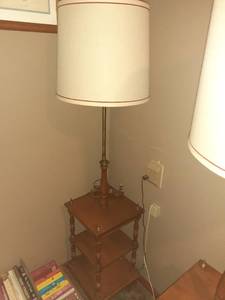 lot 1203 image: Side table with built in lamp. 58 x 12 x 12