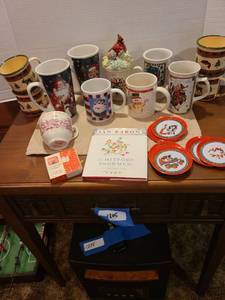 lot 1210 image: Christmas mugs, twelve days tin coasters, more