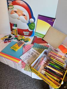 lot 1230 image: Markers, crayons, colored pencils, construction and colored paper