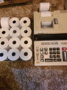 lot 1238 image: Sharp adding machine and paper