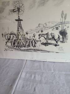 lot 1328 image: Cow Talk by Carl Hawk, unframed pencil signed print 234500.