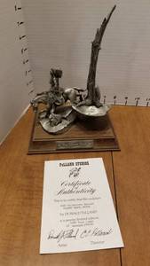 lot 1331 image: Chilmark pewter sculpted by Donald Poland Studios Silent Trail #1076 pewter with certificate