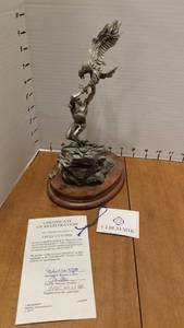 lot 1336 image: Chilmark pewter sculpted by Michael A Boyett Eagle Catcher with certificate