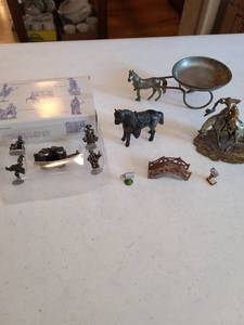 lot 1343 image: Pewter and brass miniatures