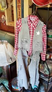lot 1356 image: Pierre Cardin oys shirt size 7, leather vest & chaps and cowboy hat