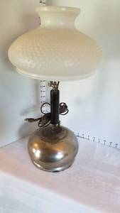 lot 1357 image: Vintage oil lamp converted to electric