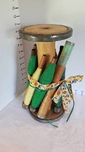 lot 1359 image: Wooden thread spools on large spool